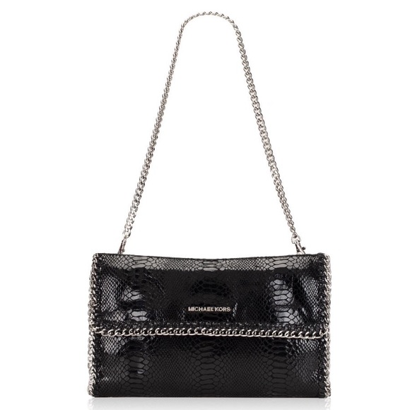 MICHAEL Michael Kors Bags | Michael Kors Chelsea Clutch Purse Black Python | Poshmark